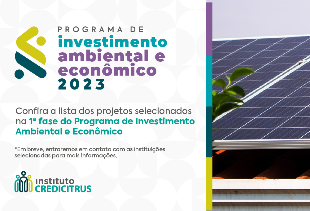 Lista de projetos selecionados para a 1ª fase do Programa de Investimento Ambiental e Econômico